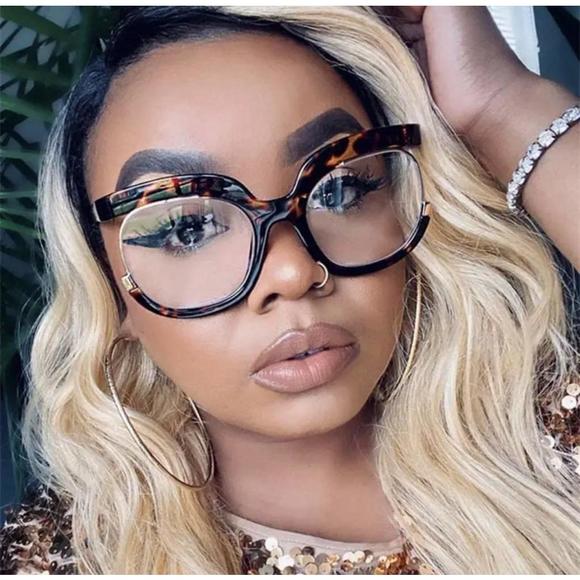 Clear Blue Ray Blocking Eyeglasses Large Glasses Frame Spectacle Frame for Women - Picture 5 of 5